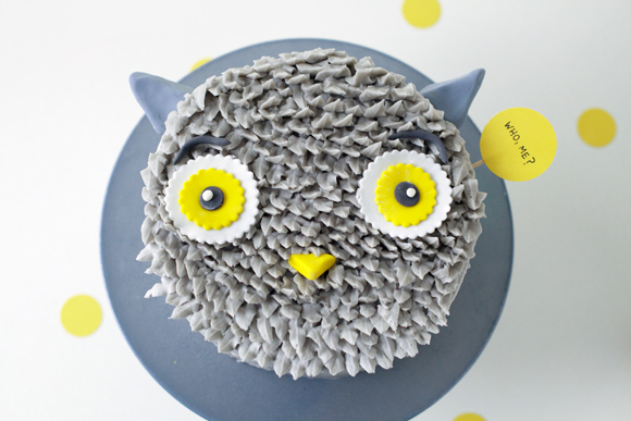 Owl Cake with Feathered Icing, on Craftsy