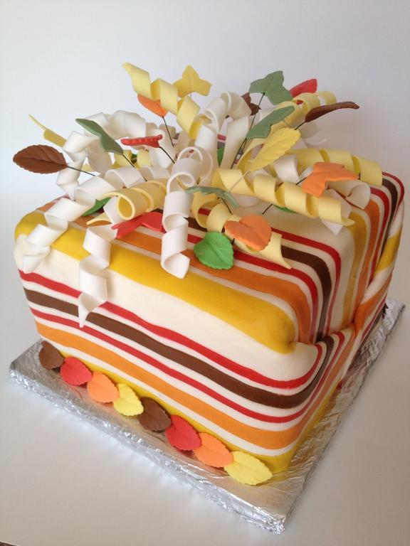 Striped Cake with Curly Fondant Bow