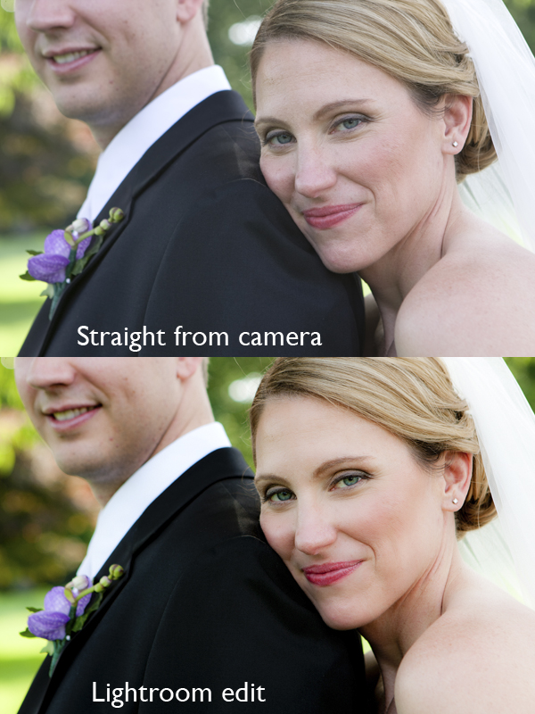 Before and After: Wedding Image Straight from Camera, Then Edited