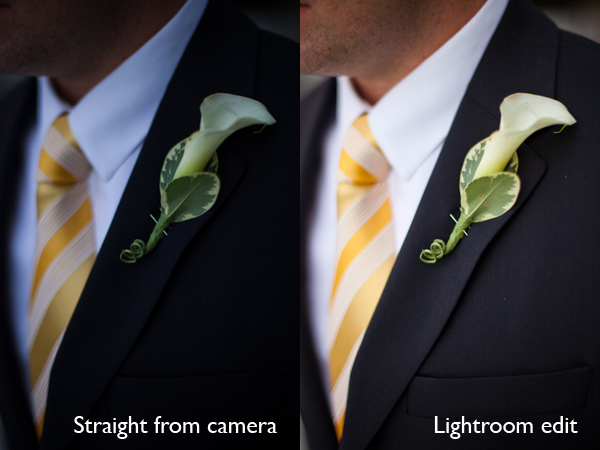 Before and After: Groom Image Straight from Camera, Then Edited