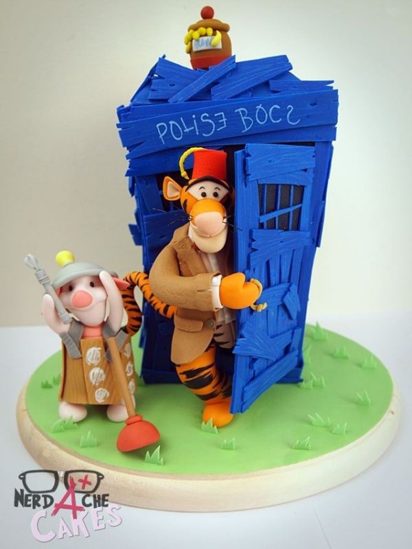 Doctor Who and Winnie the Pooh Themed Cake 