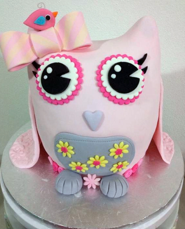 Pink Baby Owl Cake, on Craftsy