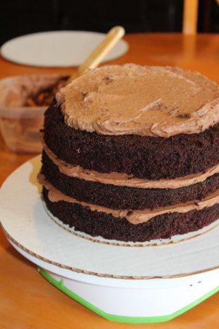 Icing a Layered Chocolate Cake