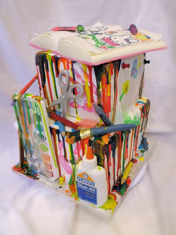 Fun, Colorful Arts and Crafts Cake