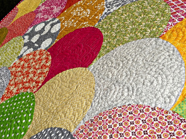 Colorful Patterned Clamshell Quilt 