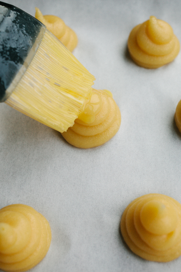 Brushing Pâte à Choux Batter with Egg Wash