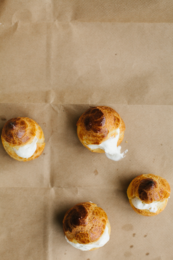 Pâte à Choux Pastries Filled with Cream 