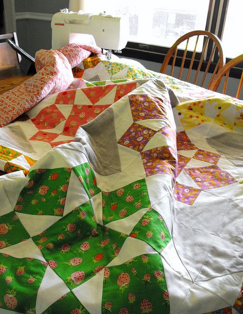 Sewing Machine and Quilt on Table