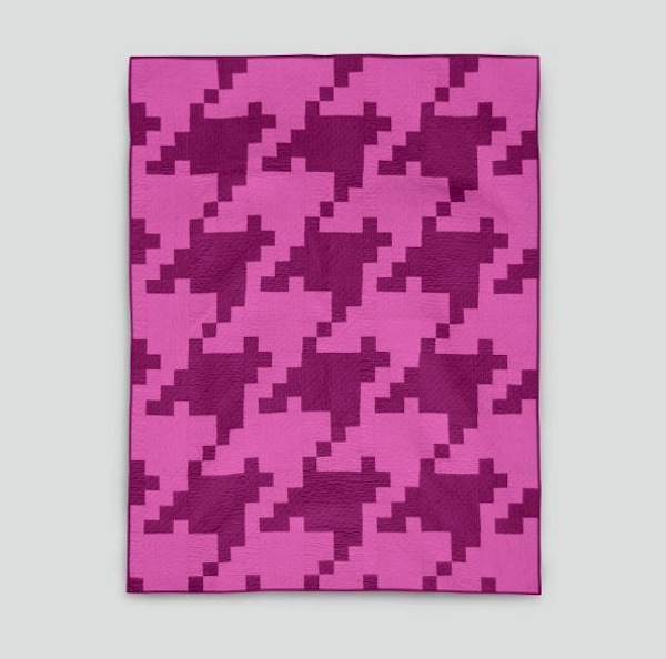 Pink Pixelated Houndstooth Quilt 