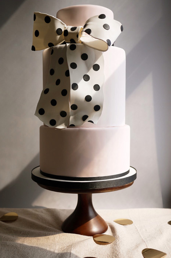 Tiered Cake with Large Polka Dot Bow