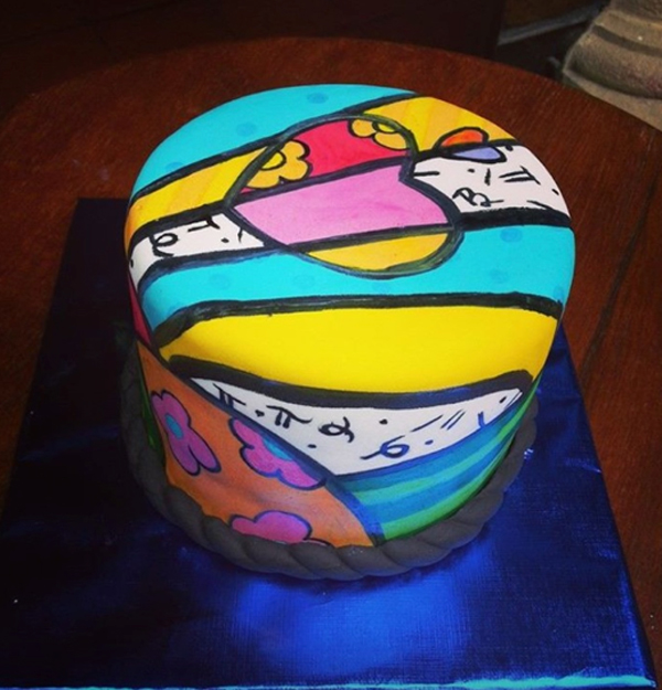 Brightly Colored Painted Cake