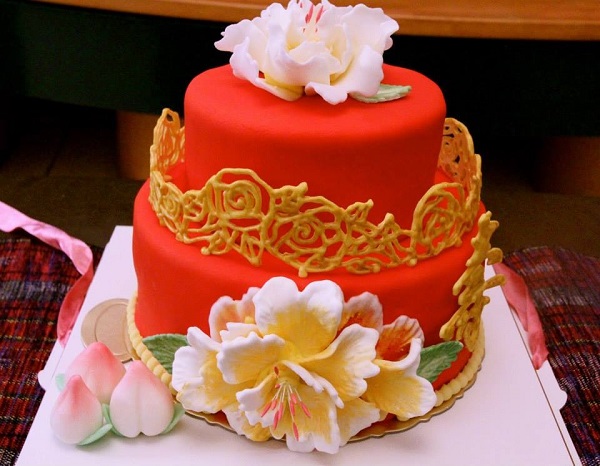 Layered Red New Years Cake