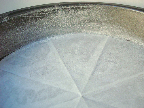 Dusting Pan with Flour - Preparing a Cake Pan 