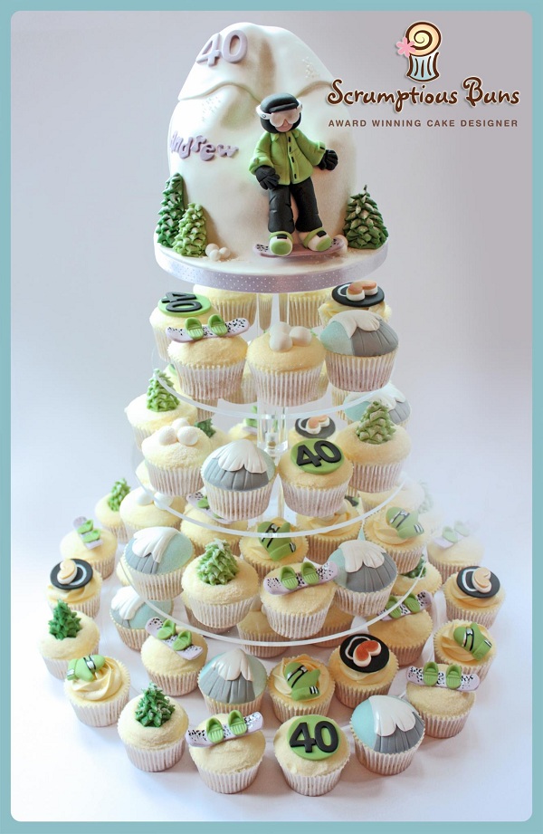 Snowboarding Cupcake Tower