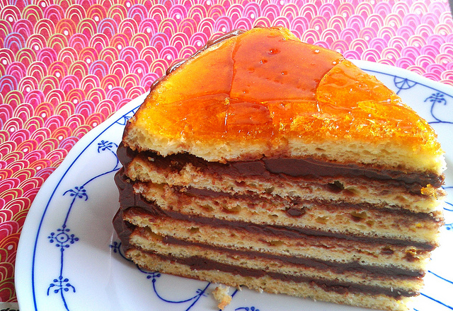 Stacked Crepe Cake with Caramel Sauce