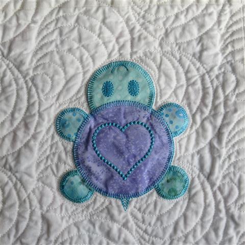 Quilt Featuring Machine Embroidered Turtle