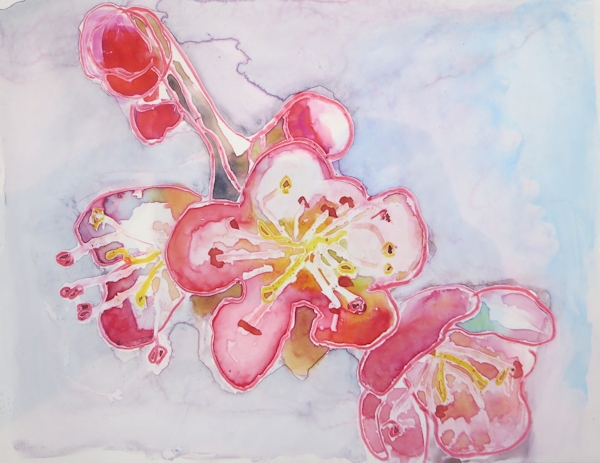 Watercolor of Flower, on Yupo Paper