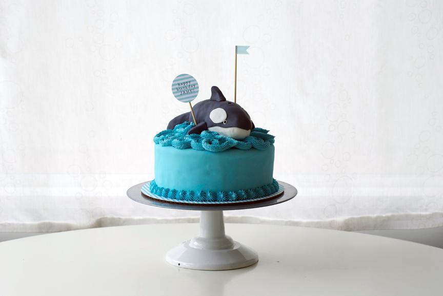 Blue Cake Topped with Fondant Whale