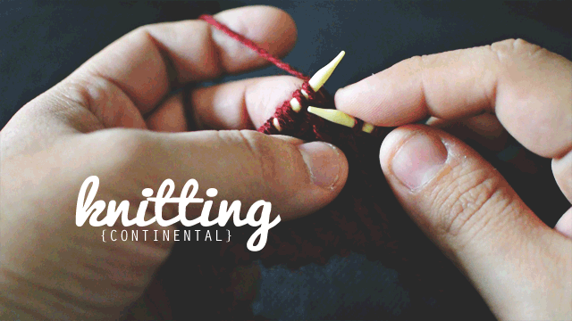 Animated Gif of continental knit stitch