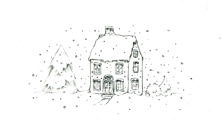 snowy house scene