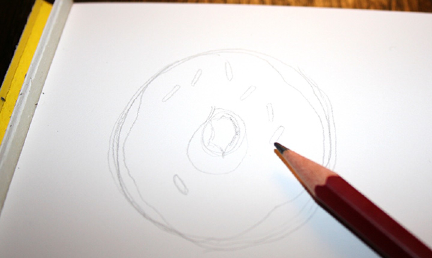 Penciled outline of donut
