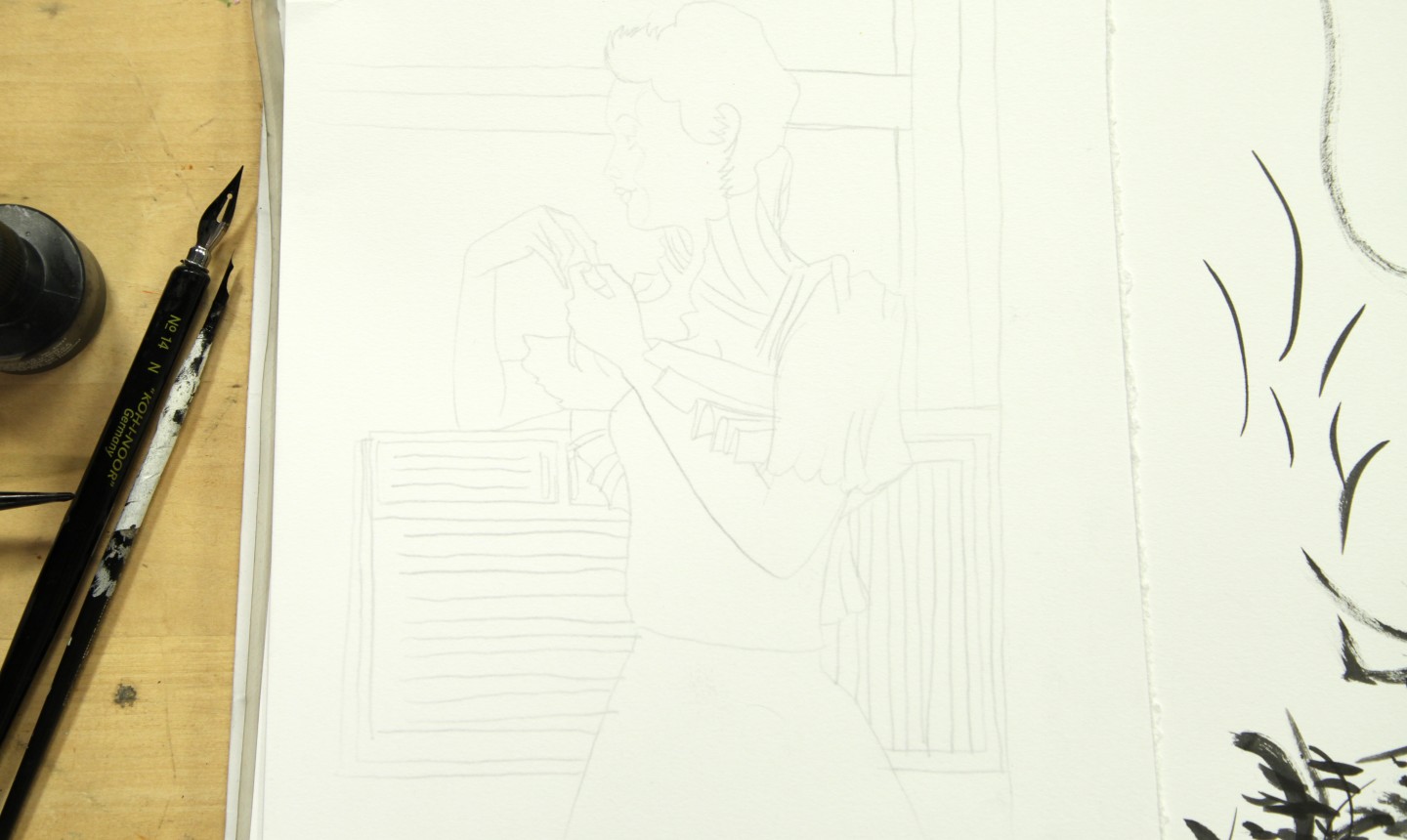 sketch of woman in pencil