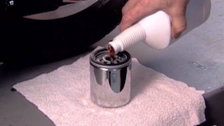 Harley Davidson oil change on a Softail