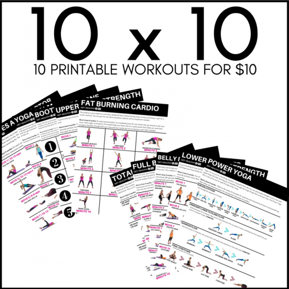 Ad for 10 printable workouts