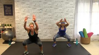 Two women working out