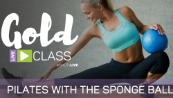Pilates with a sponge ball class ad