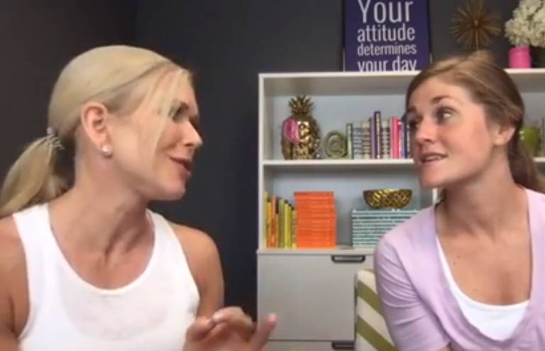 Screenshot of two women talking on a webcam