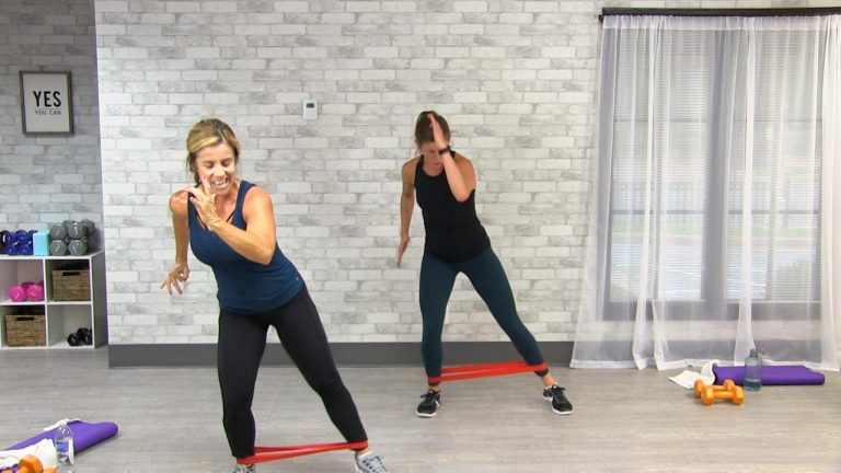 Two women working out with resistance bands
