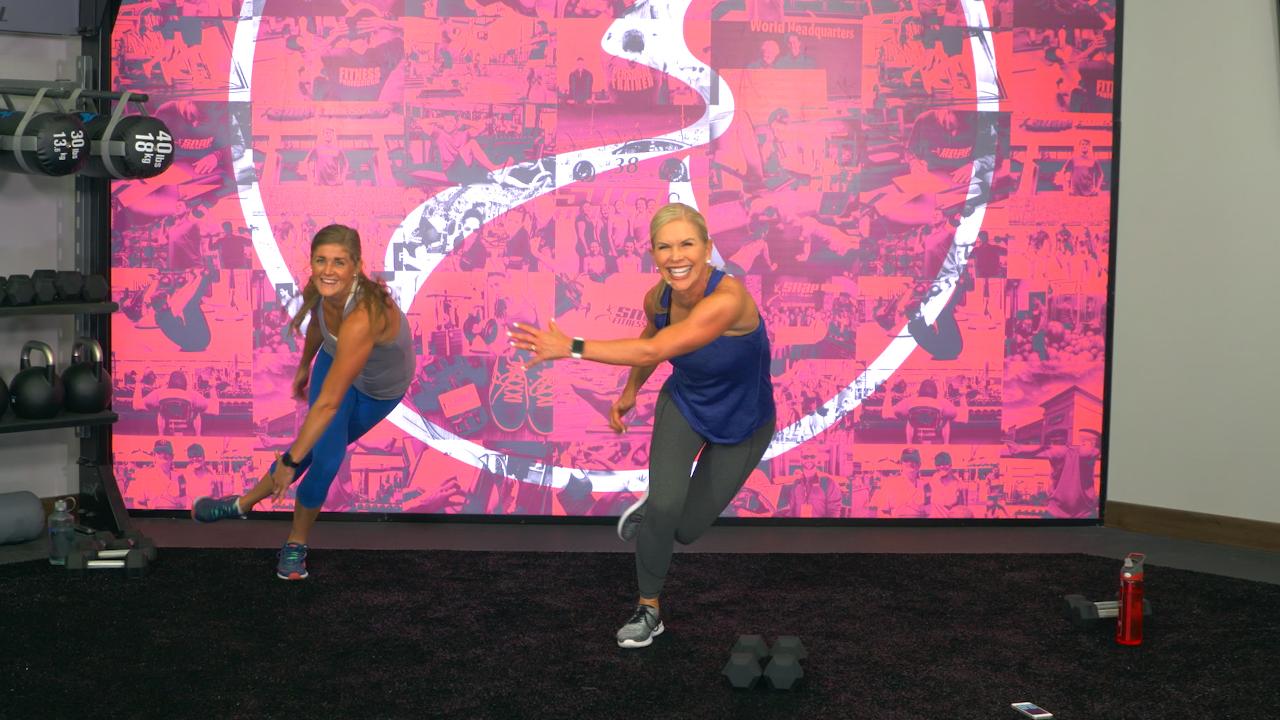 Two women doing a HIIT workout