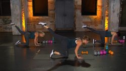 Three women doing a workout