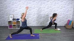 Two women doing yoga