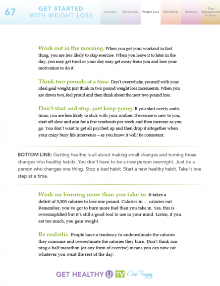 Get Started page from weight loss eBook