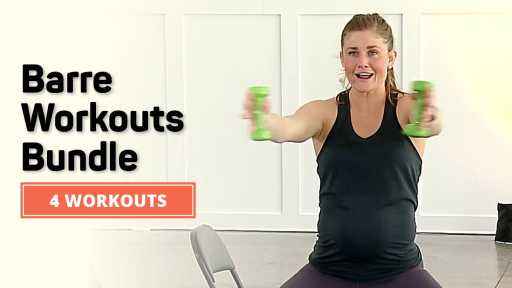 Woman doing a workout with green dumbbells