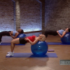 Three women doing a workout on a stability ball