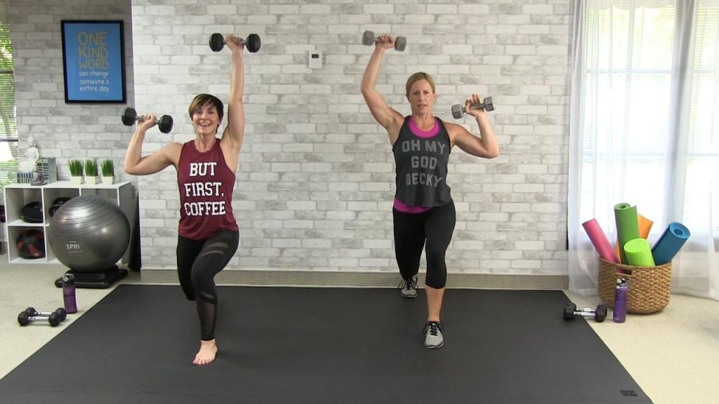 Two women working out with lunges
