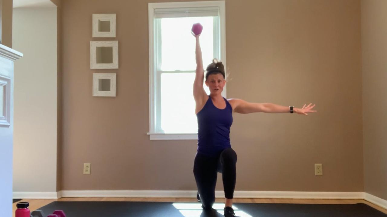 Woman doing an at home strength workout