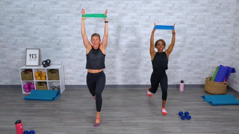 Women working out with a workout band