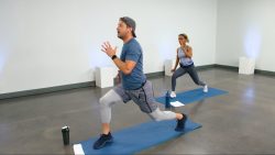 Man and a woman doing a HIIT workout