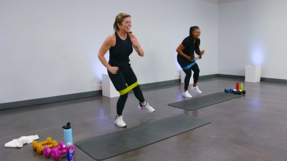 Women working out with mini bands