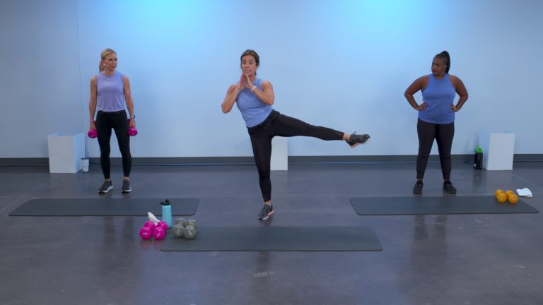 Three women doing a workout