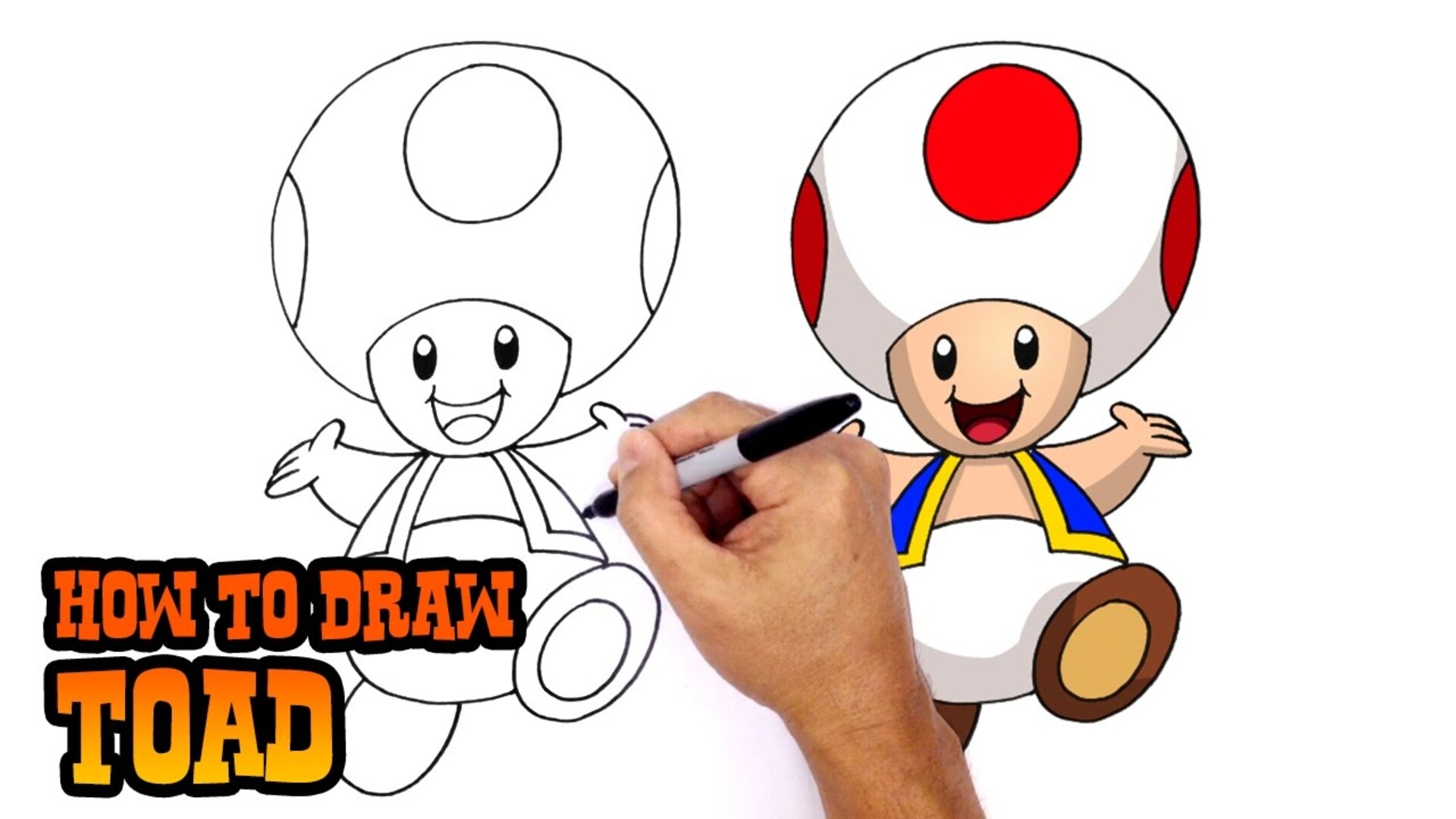How to Draw Toad from Super Mario Bros.