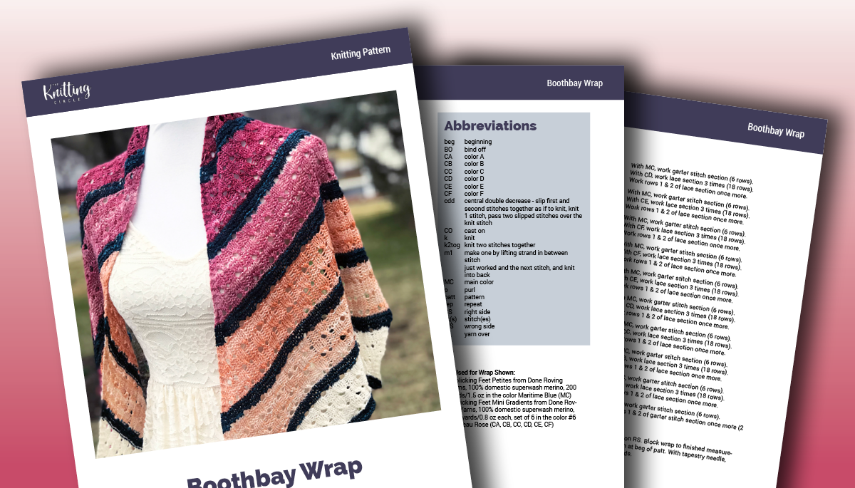 Boothbay wrap knitting pattern pages