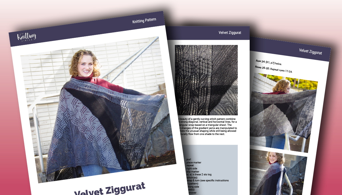 Velvet Ziggurat knitting pattern project sheets