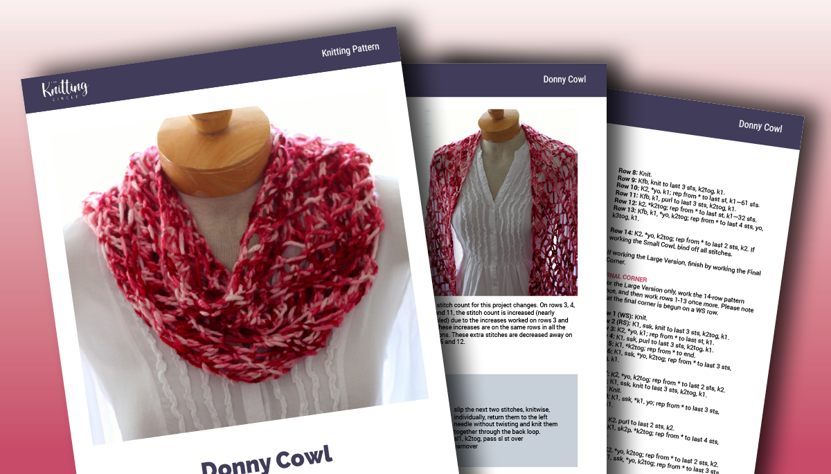 Donny cowl knitting pattern sheets