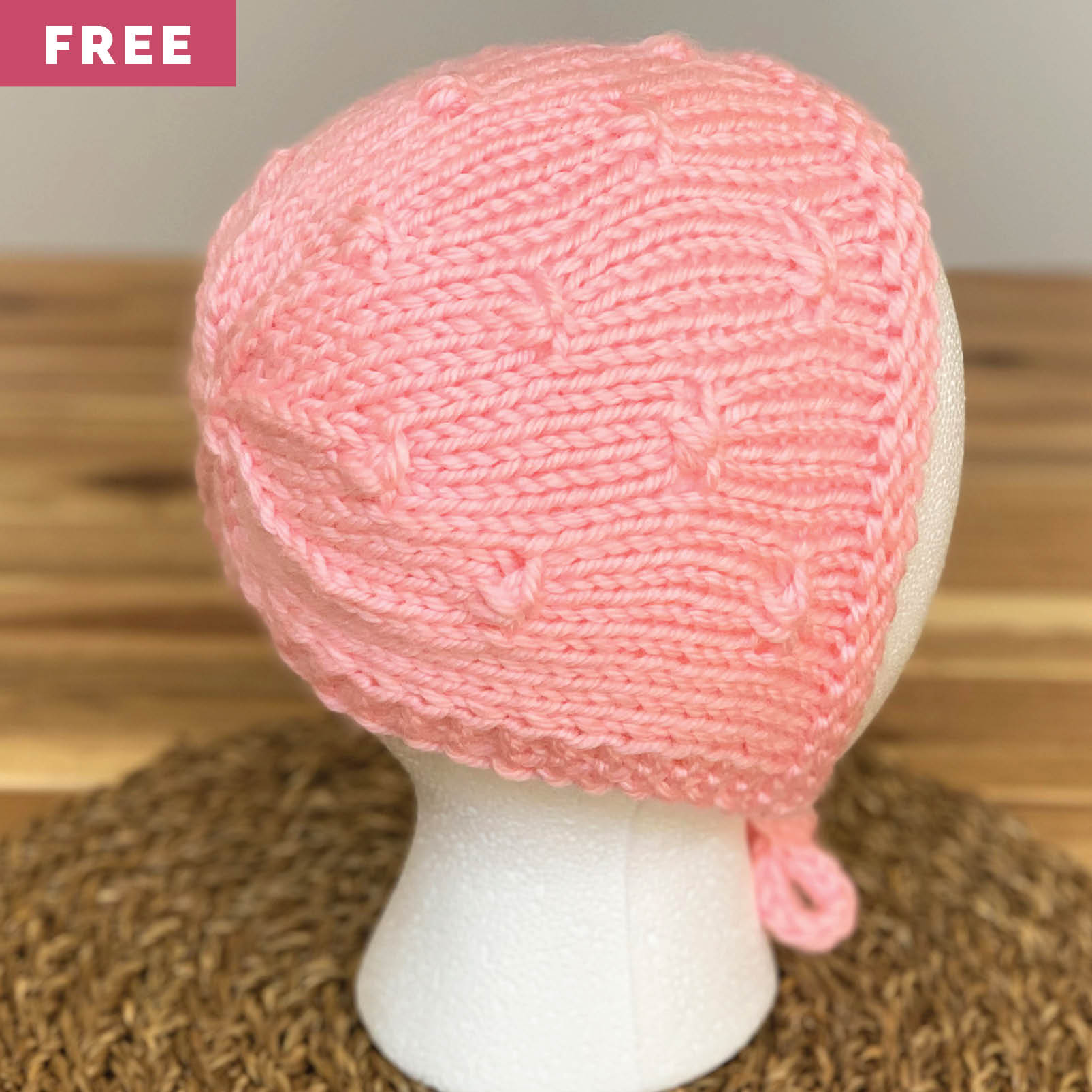 Free Knitting Pattern - Flower Knot Baby Bonnet