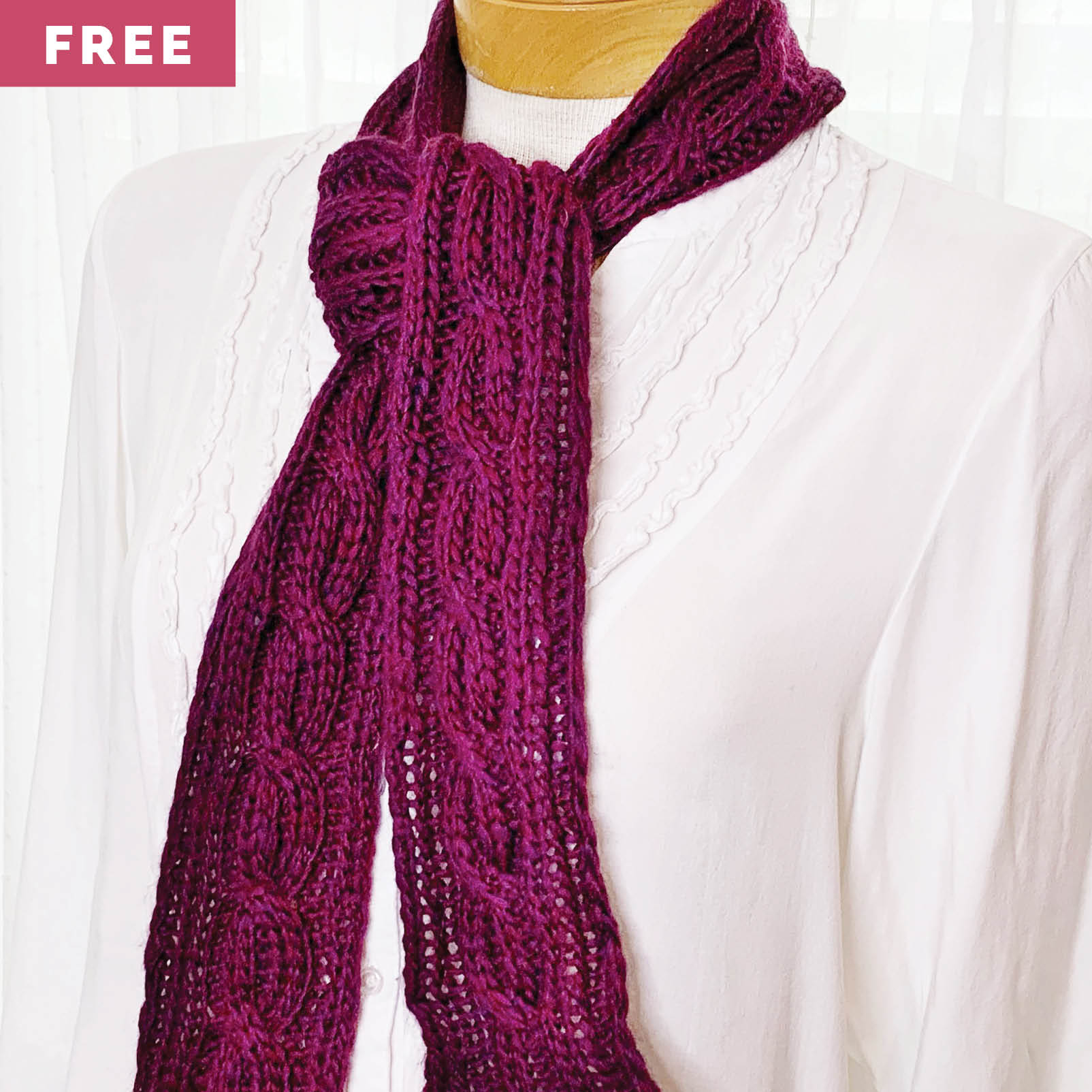 Free Knitting Pattern - Skinny Reversible Cable Scarf